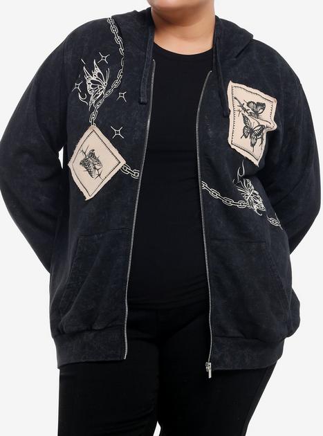 【X-girl】BUTTERFLY ZIP UP HOODIE X-girl - BUTTERFLY ZIP UP HOODIE / ブラック | Tempt