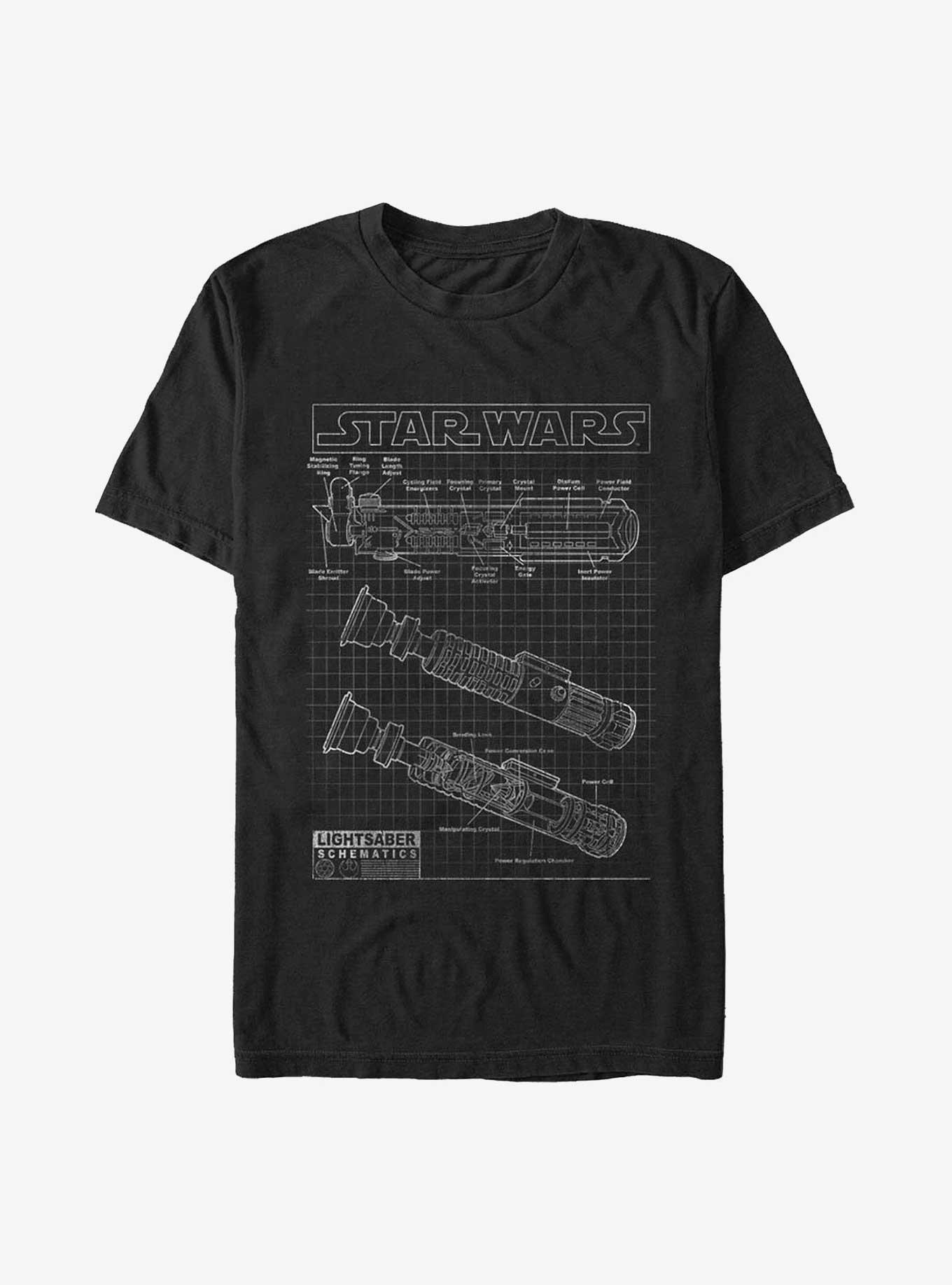 Star Wars Saber Schematics Extra Soft T-Shirt, BLACK, hi-res