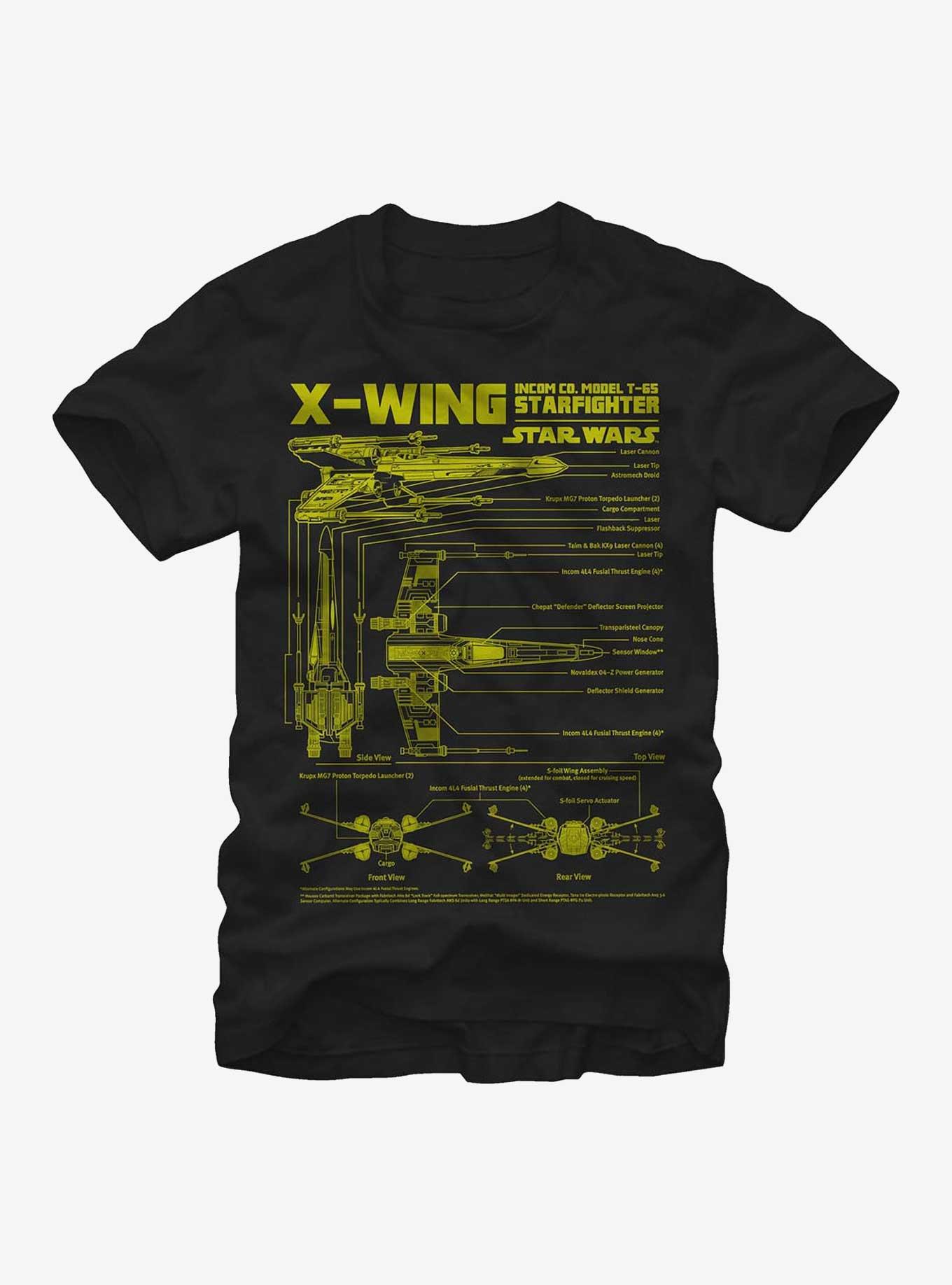 Star Wars X-Wing Schematics Extra Soft T-Shirt, BLACK, hi-res