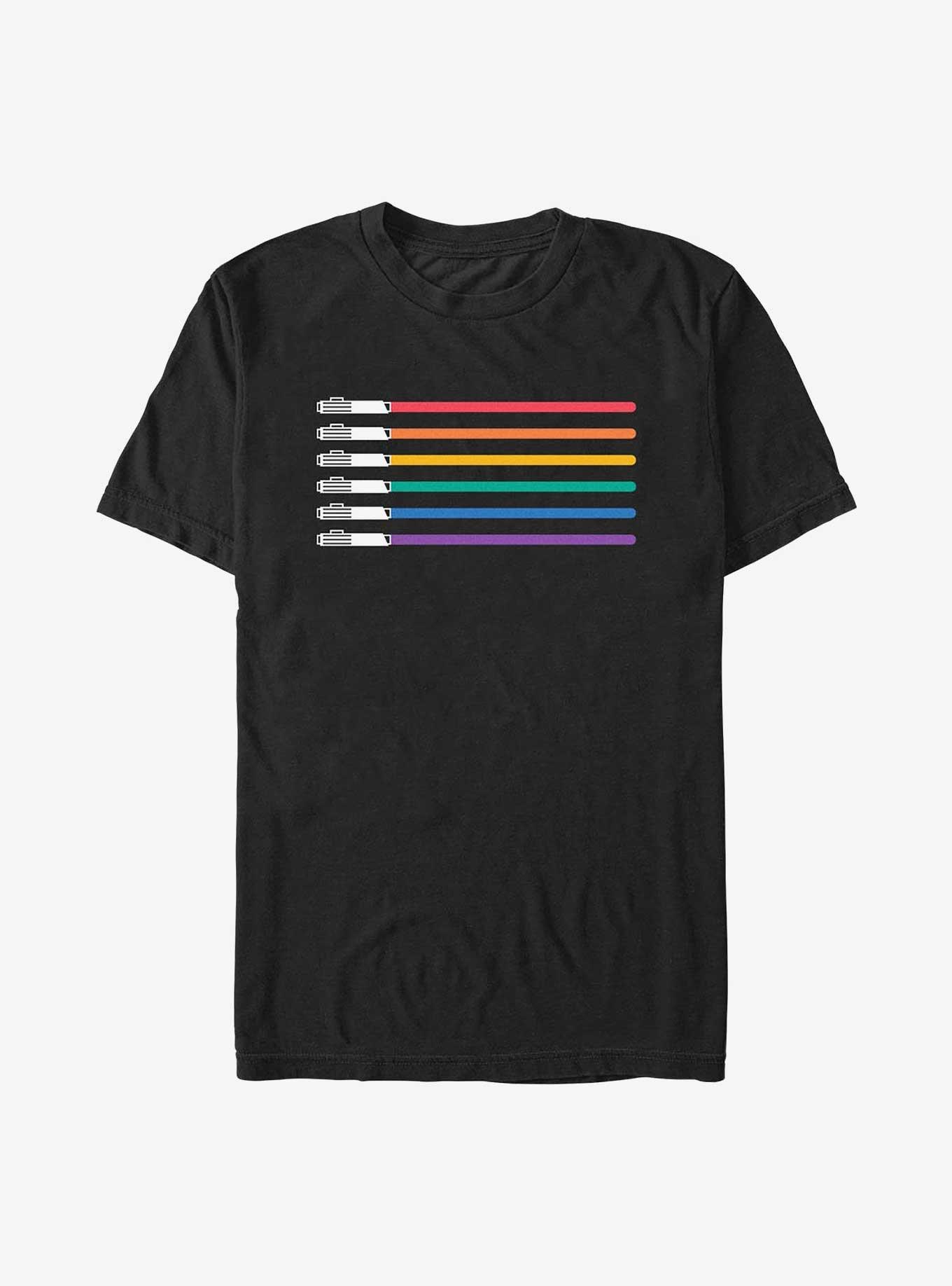 Star Wars Lightsaber Pride Flag Extra Soft T-Shirt, BLACK, hi-res