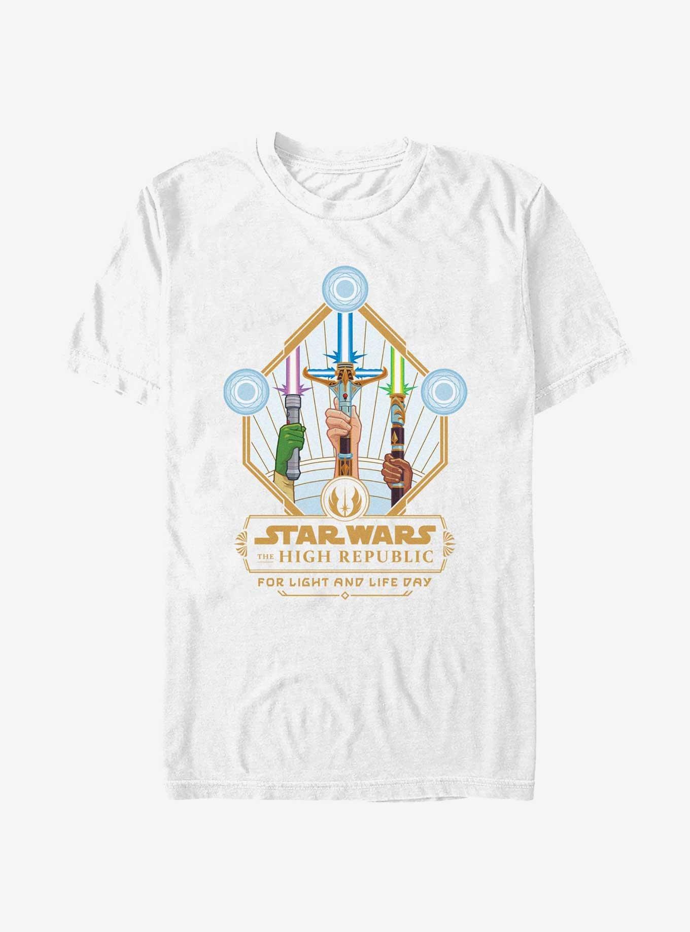 Star Wars Life Day Lightsaber Trio Badge T-Shirt, , hi-res