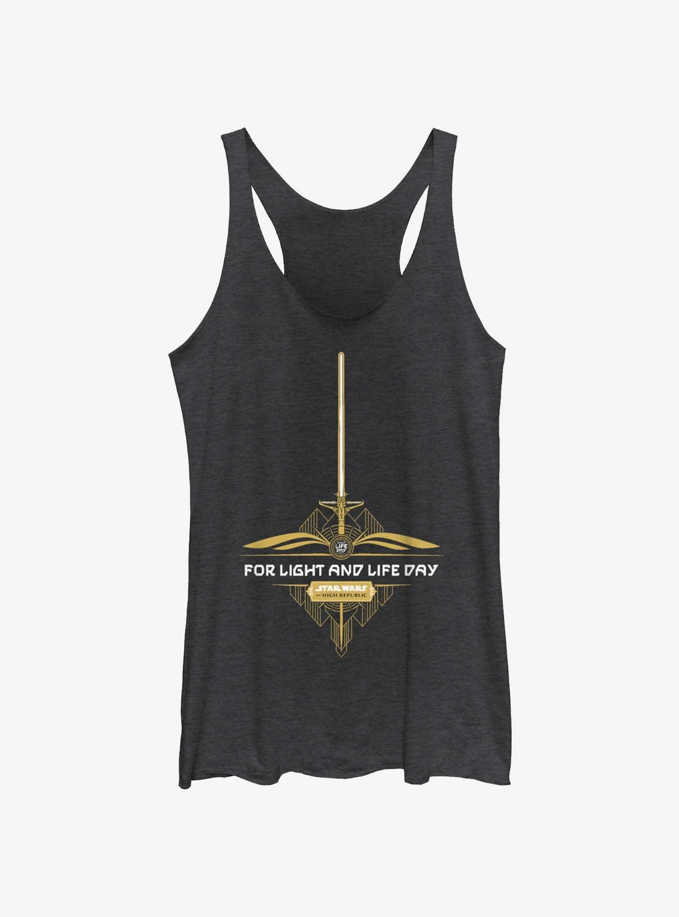 Star Wars Life Day The High Republic Lightsaber Womens Tank Top, BLK HTR, hi-res