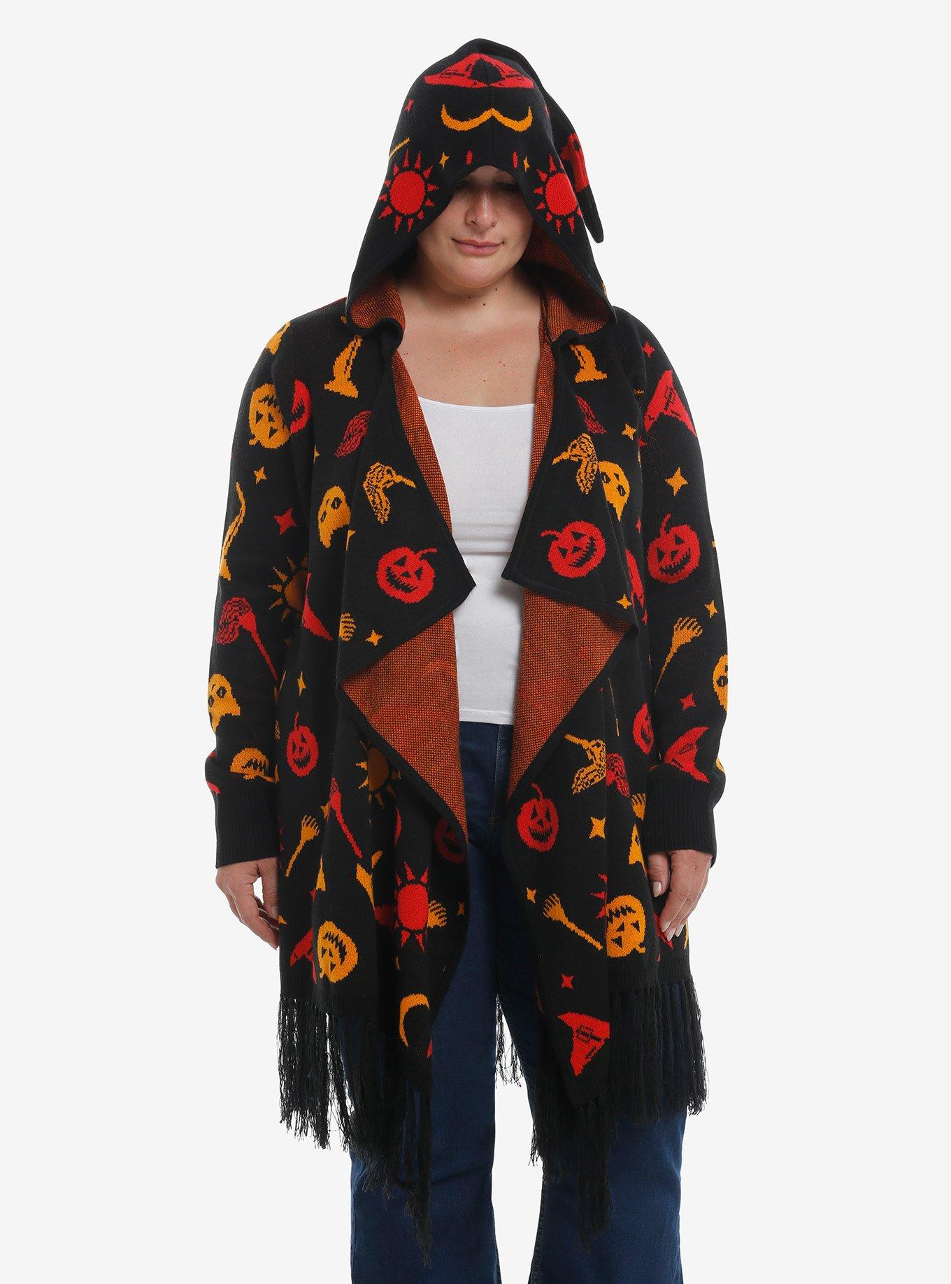 Her Universe Disney Hocus Pocus Dani Hooded Fringe Girls Cardigan Plus Size, , hi-res