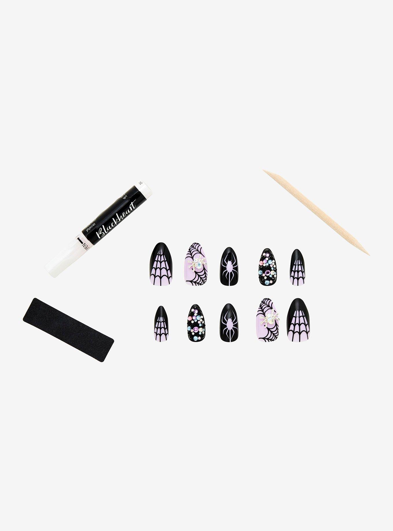 Blackheart Spider Lavender Faux Nail Set, , hi-res