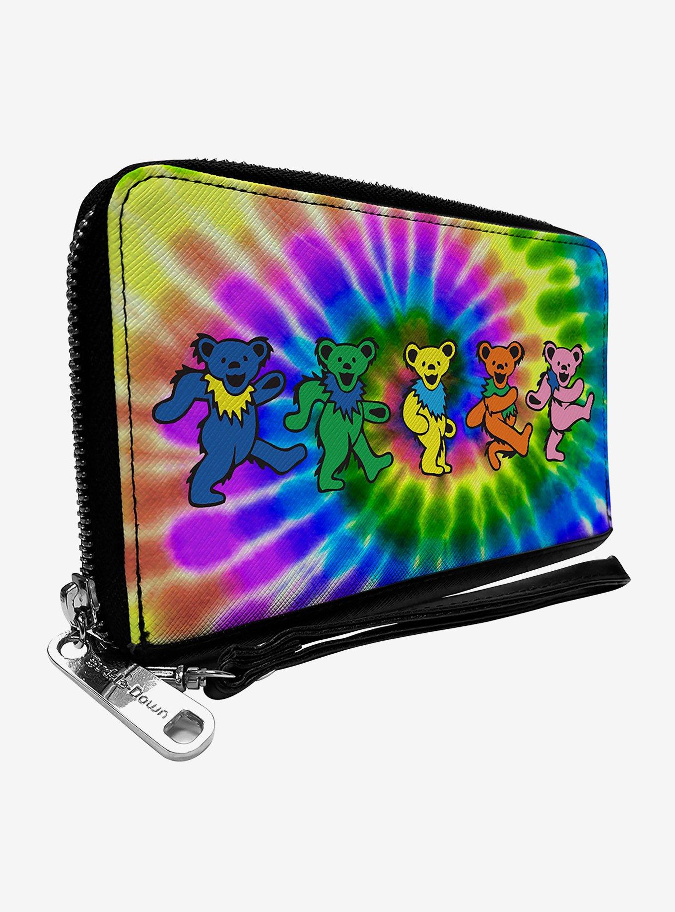 Grateful Dead Dancing Bears Swirl Tie Dye Zip Around Wallet