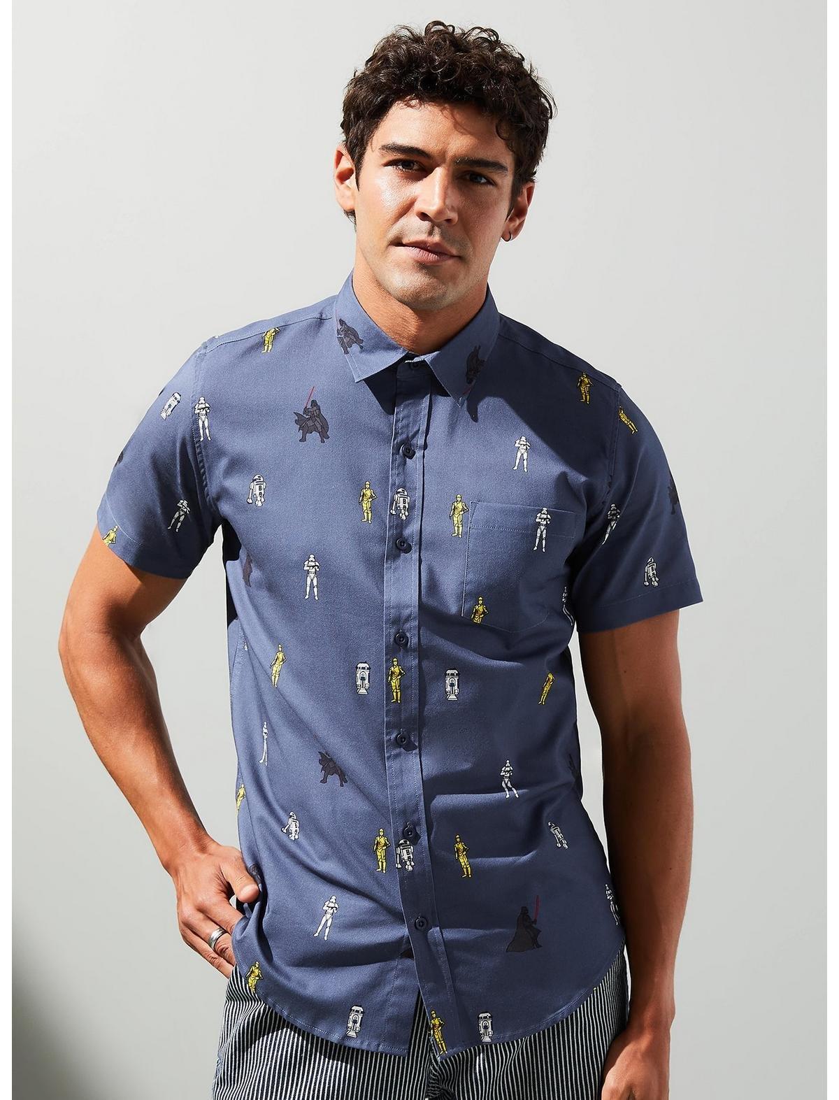 Star Wars Characters Allover Print Woven Button-Up 