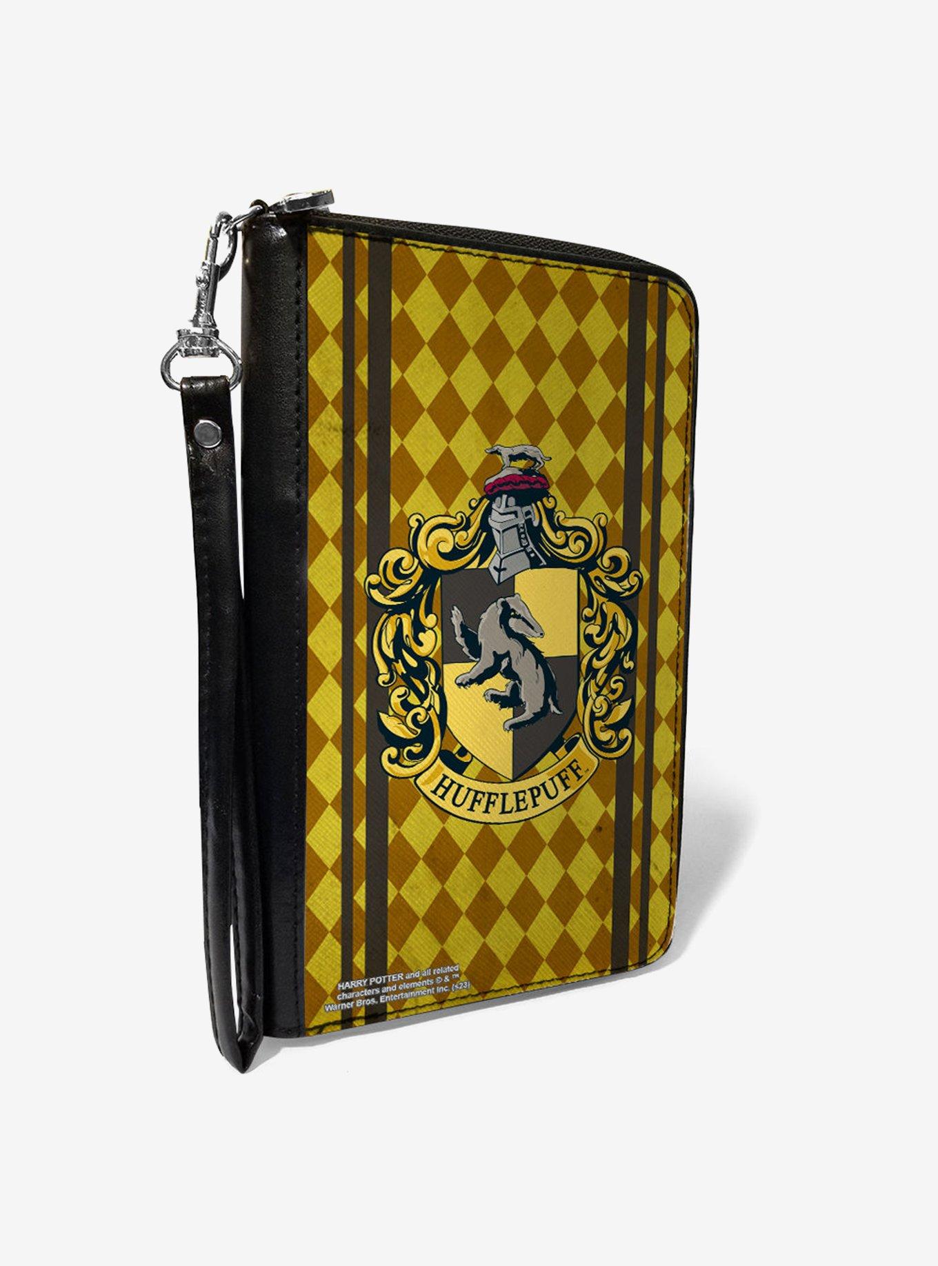 Harry Potter Hufflepuff Crest Stripes Diamonds Zip Around Wallet, , hi-res