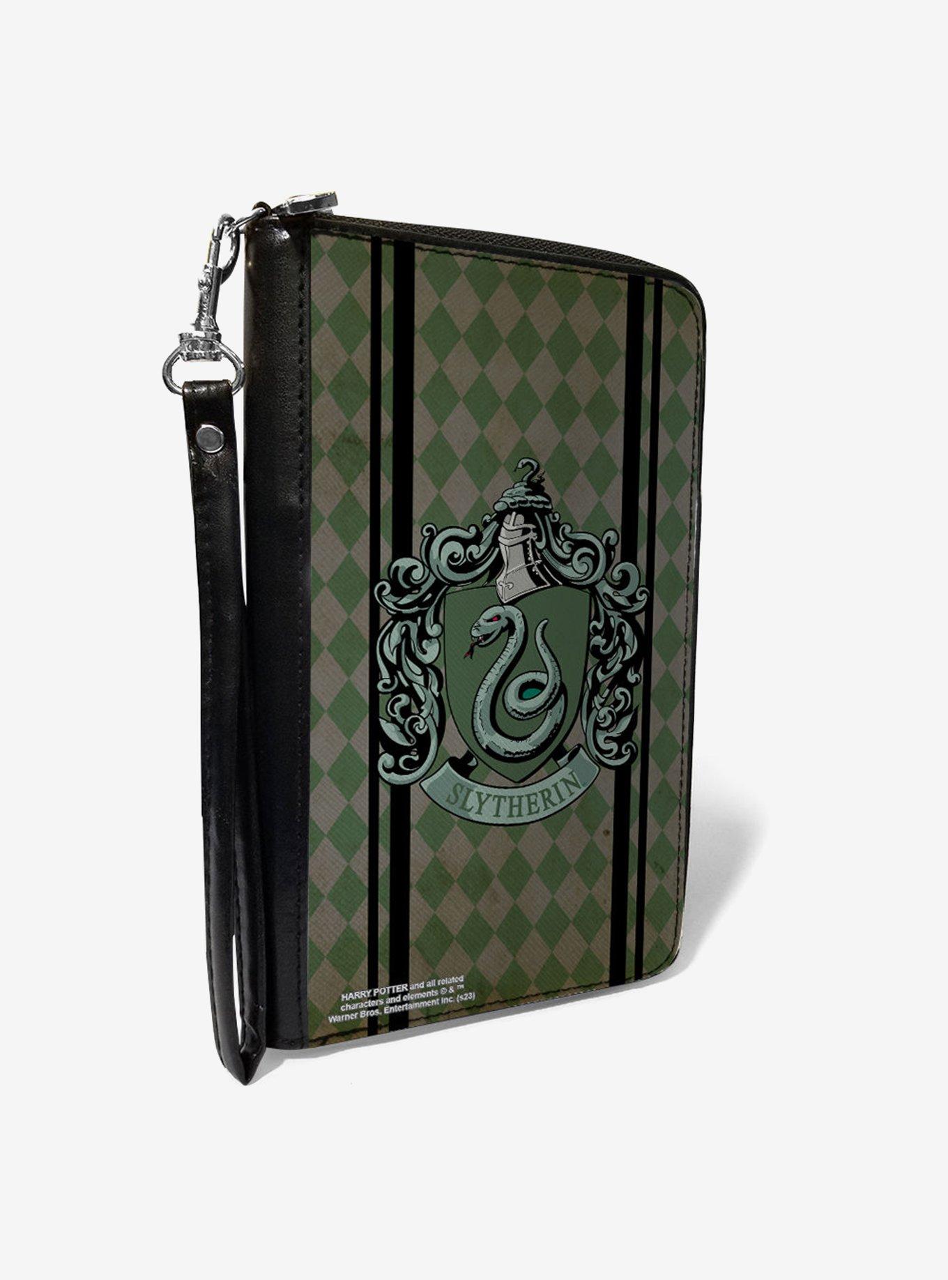 Harry Potter Slytherin Crest Stripes Diamonds Zip Around Wallet, , hi-res