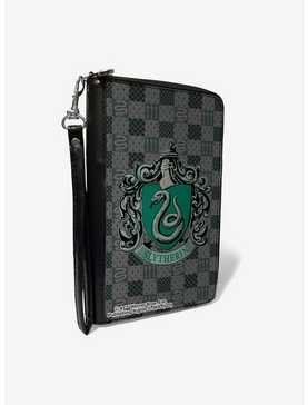 Harry Potter Slytherin Crest Heraldry Checkers Zip Around Wallet, , hi-res