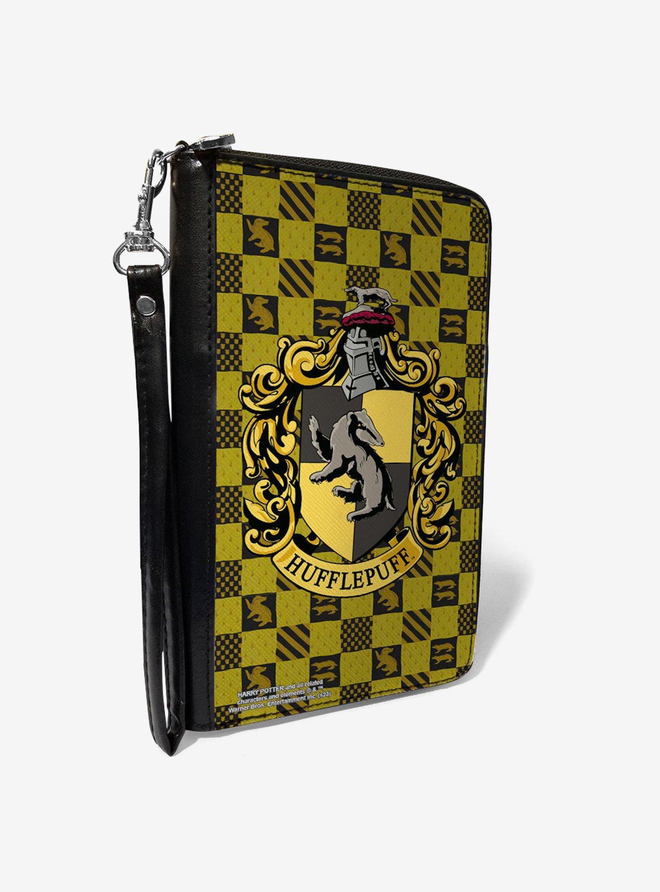 Harry Potter Hufflepuff Crest Heraldry Checkers Zip Around Wallet, , hi-res