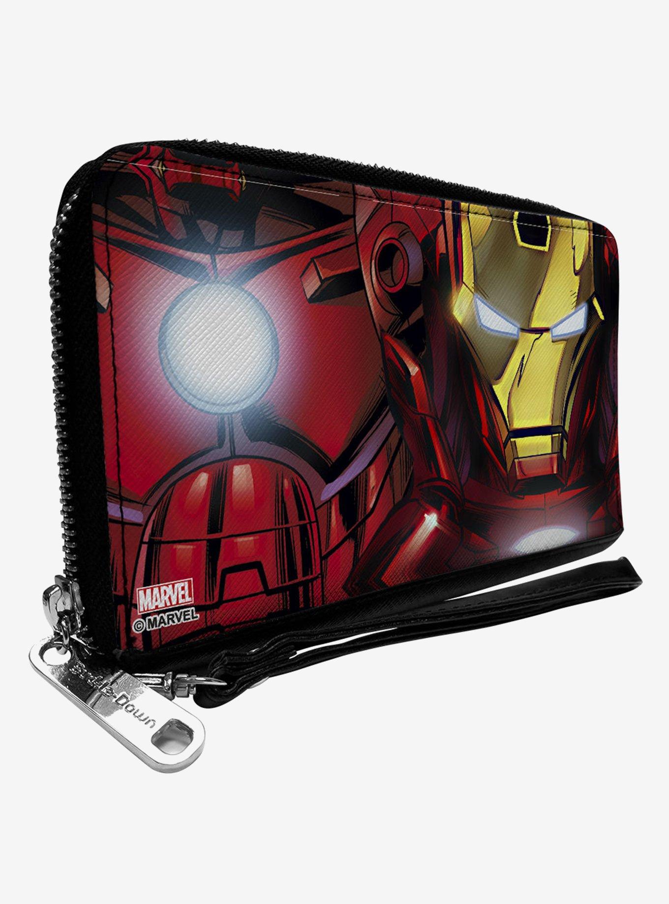Marvel Iron Man Arc Reactor and Face Close Up Zip Around Wallet
