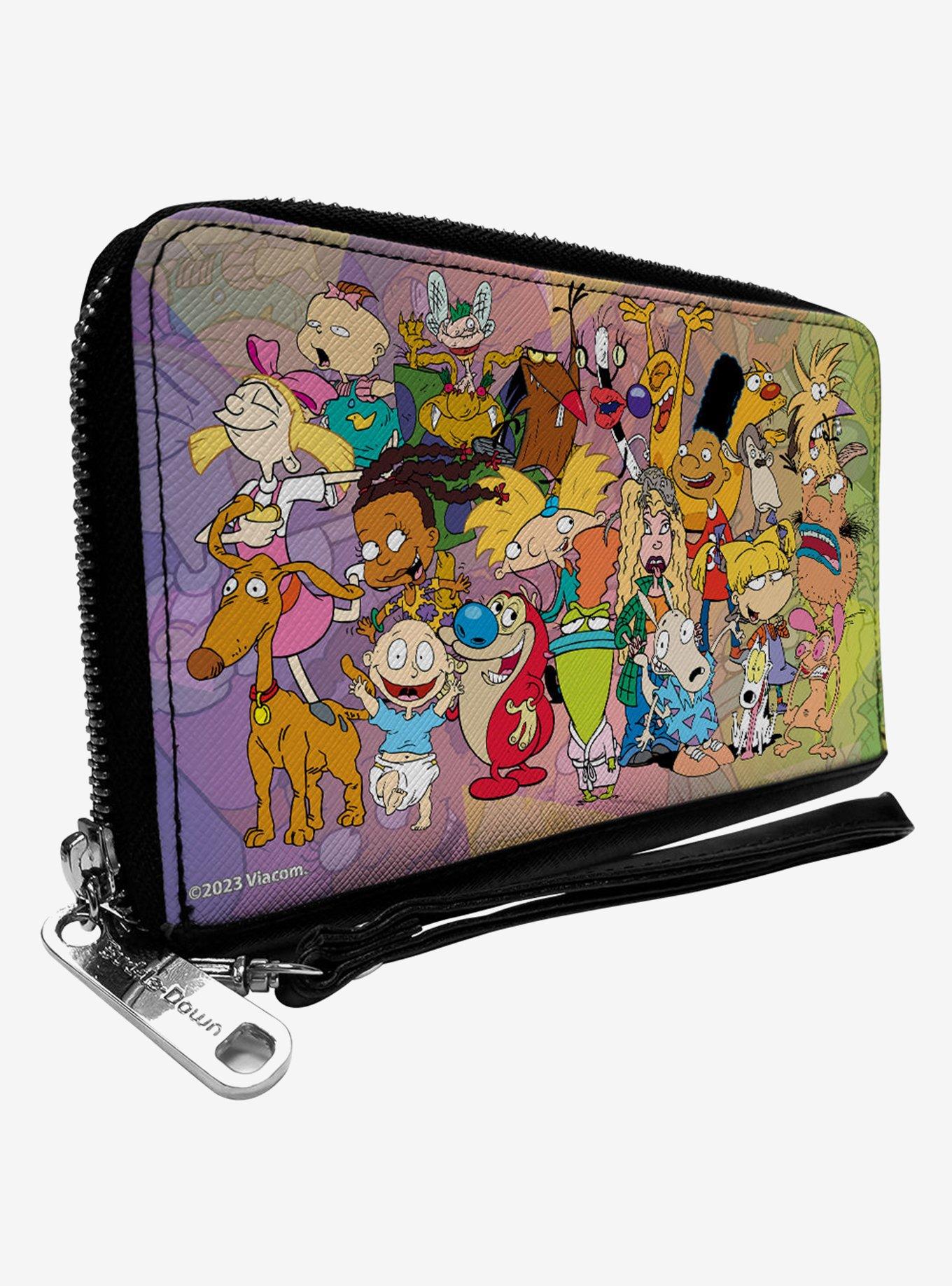 Nickelodeon 90s Character Group Pose Fade Zip Around Wallet, , hi-res
