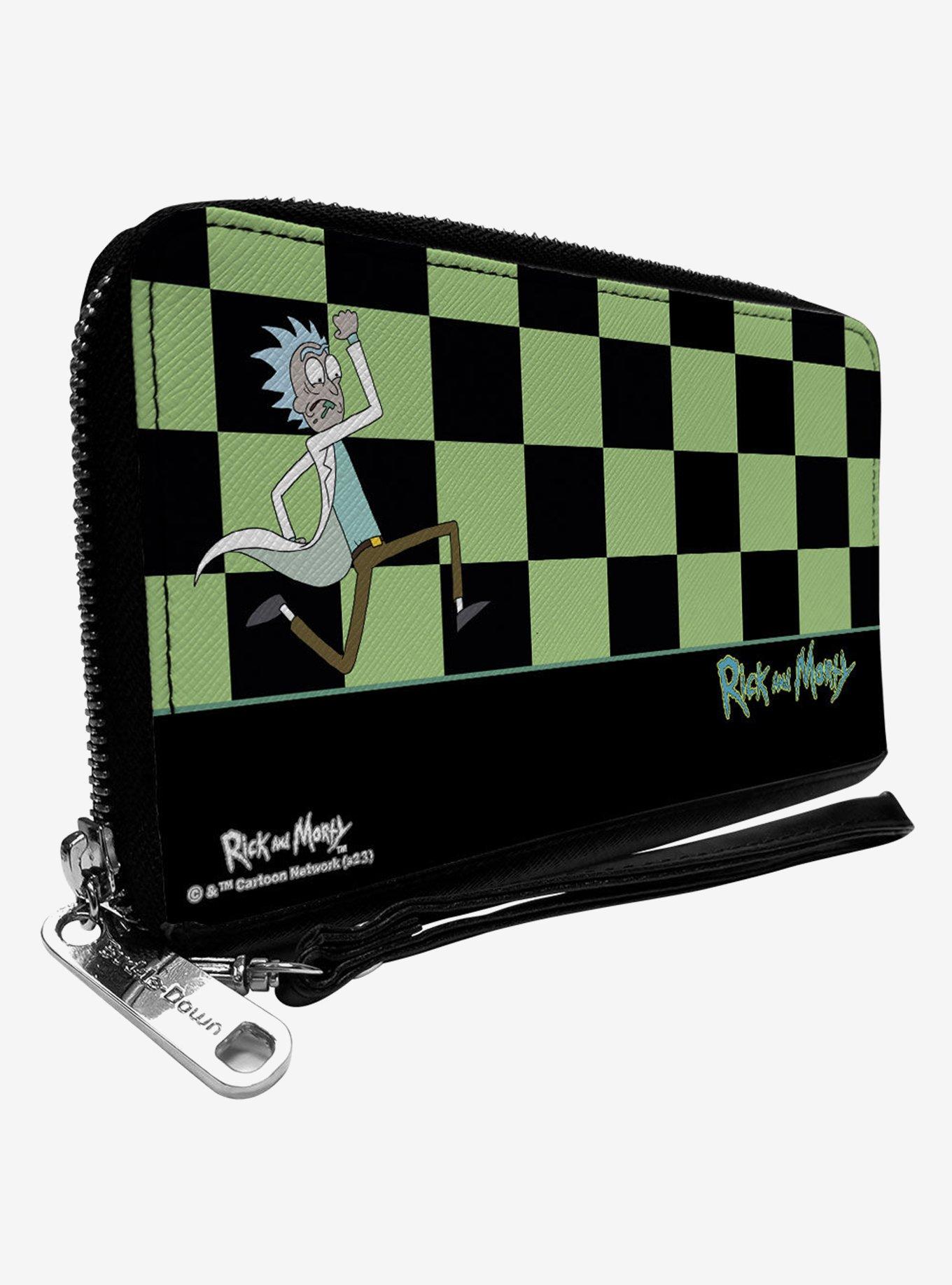 Rick and Morty Rick Running Pose Checker Zip Around Wallet, , hi-res