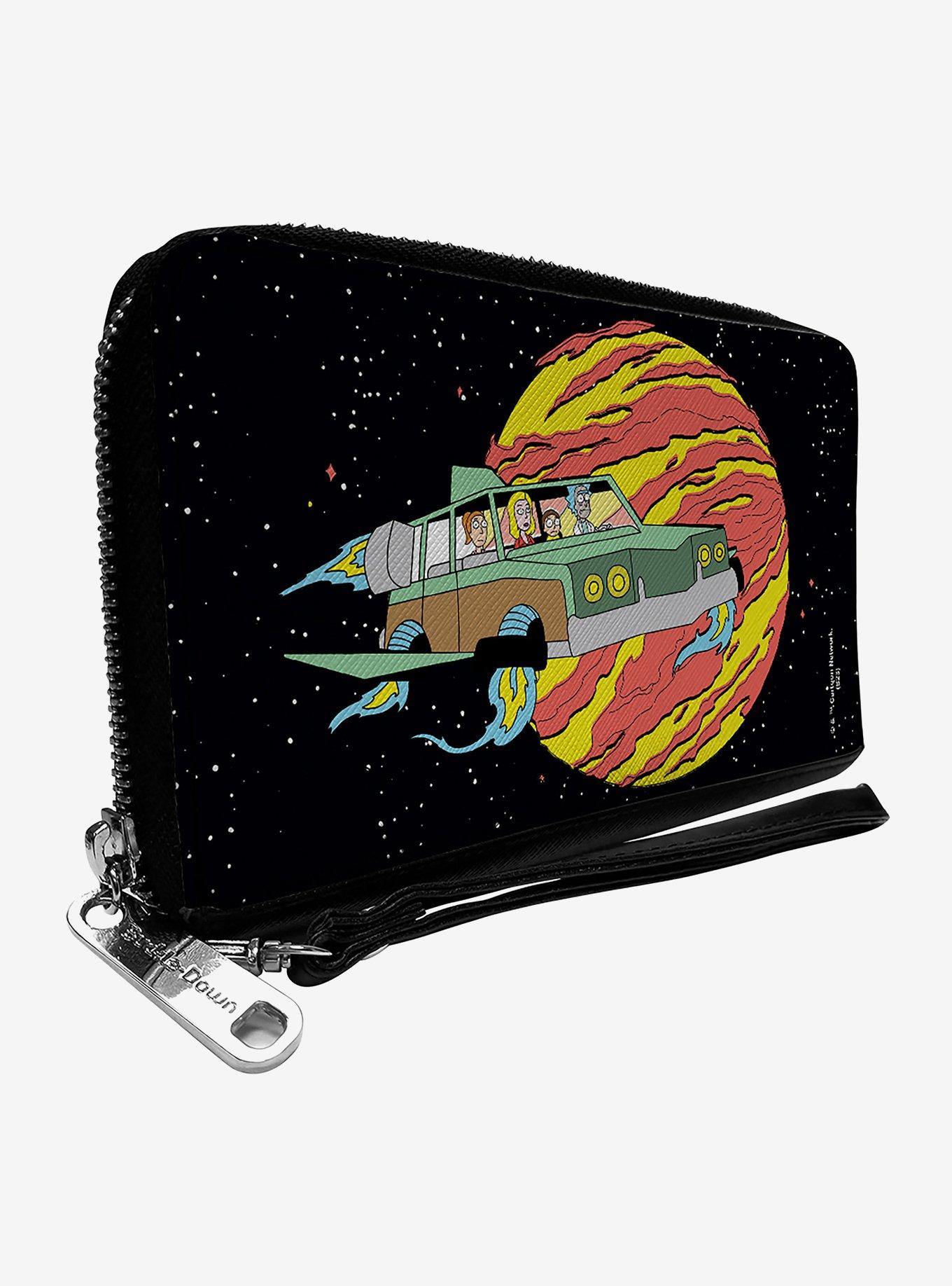Rick and Morty Smith Family Flying Car and Planet Zip Around Wallet