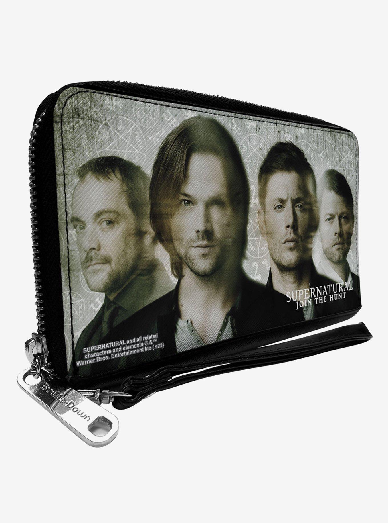 Supernatural 4-Character Face Blur and Symbols Zip Around Wallet, , hi-res