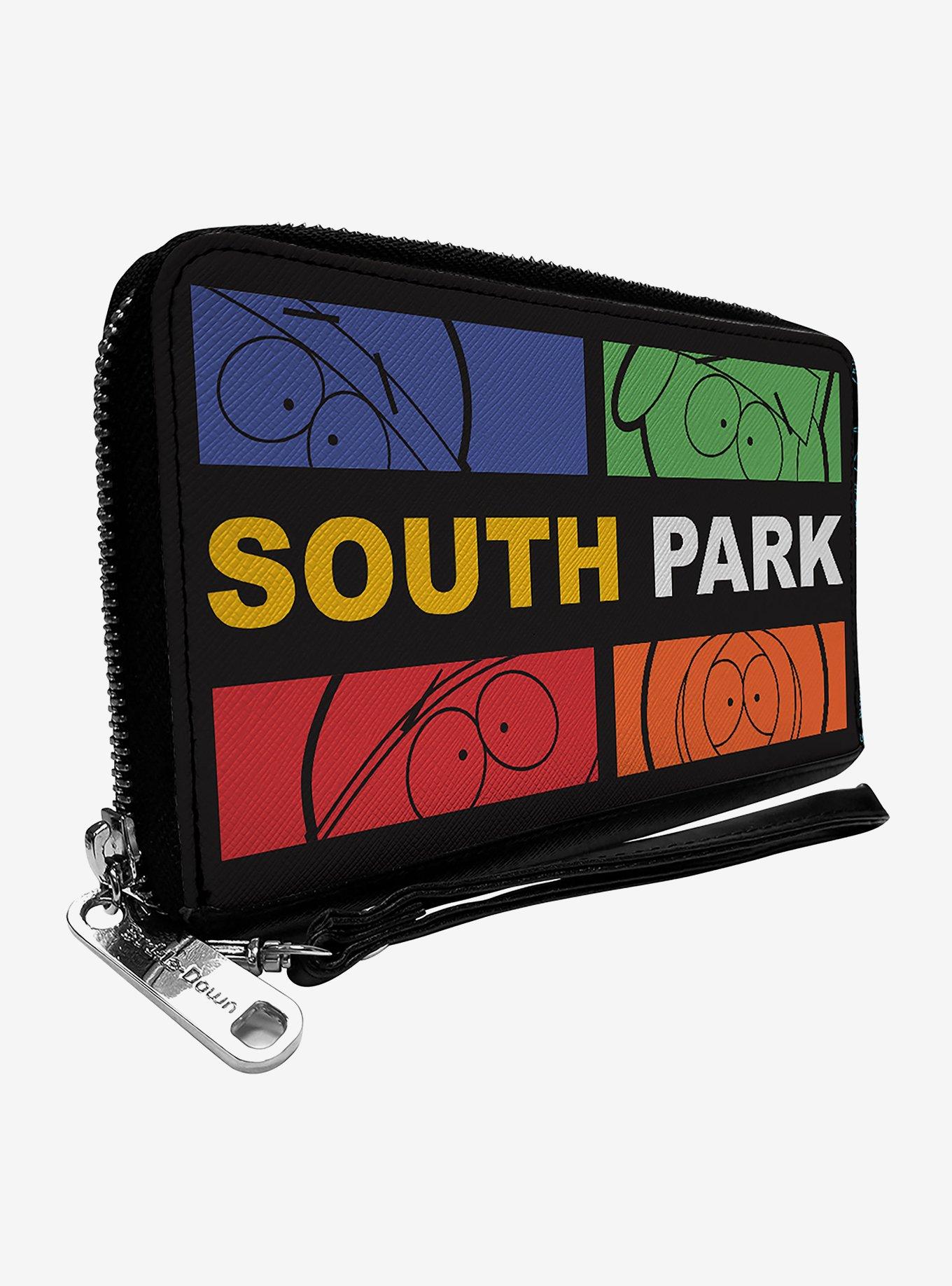South Park Boys Face Blocks and Text Zip Around Wallet