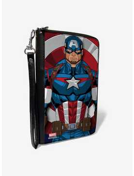 Marvel Captain America Standing Pose Shield Zip Around Wallet, , hi-res