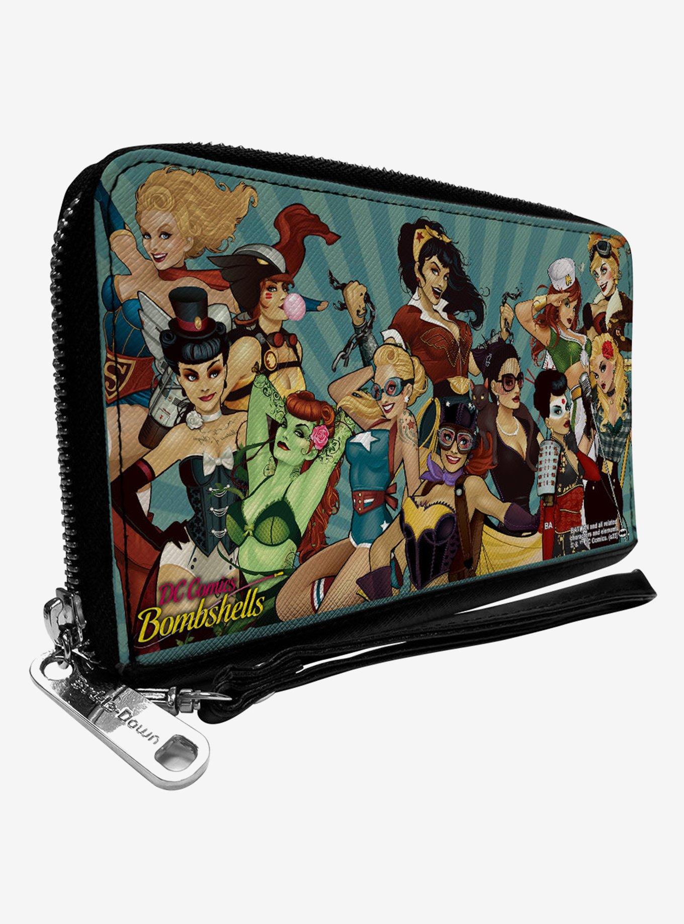 DC Comics Bombshells Group Pose and Rays Zip Around Wallet, , hi-res