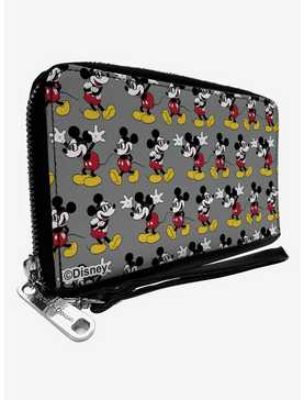 Disney Nerdy Mickey Mouse 3 Pose Stripe Zip Around Wallet, , hi-res
