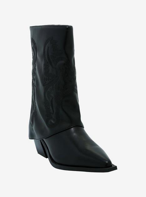 Azalea Wang Black Foldover Western Boots | Hot Topic