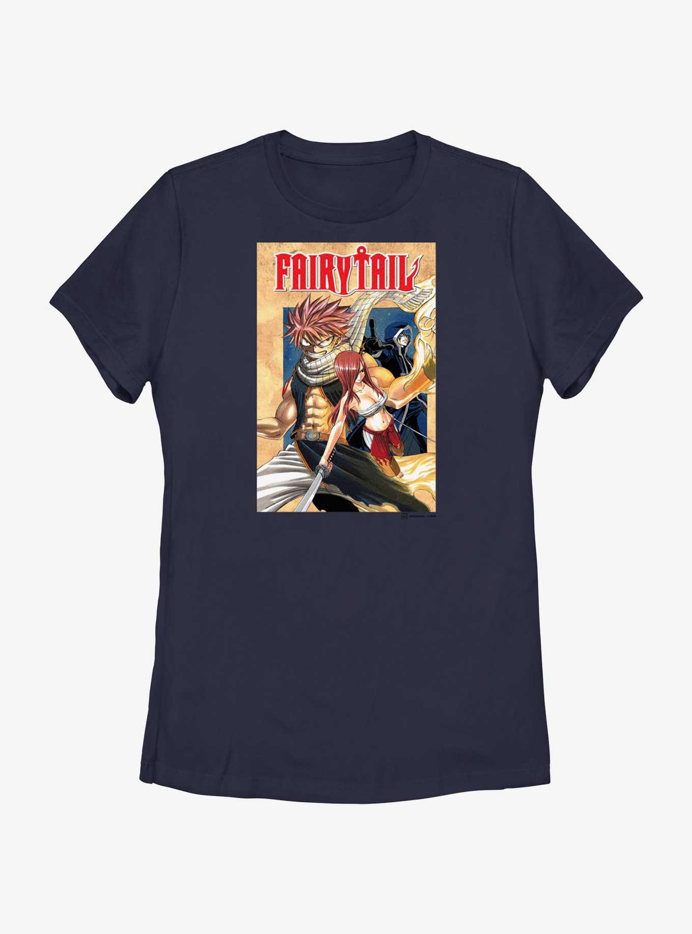 Fairy Tail Natsu Ezra and Jellal Poster Womens T-Shirt, NAVY, hi-res