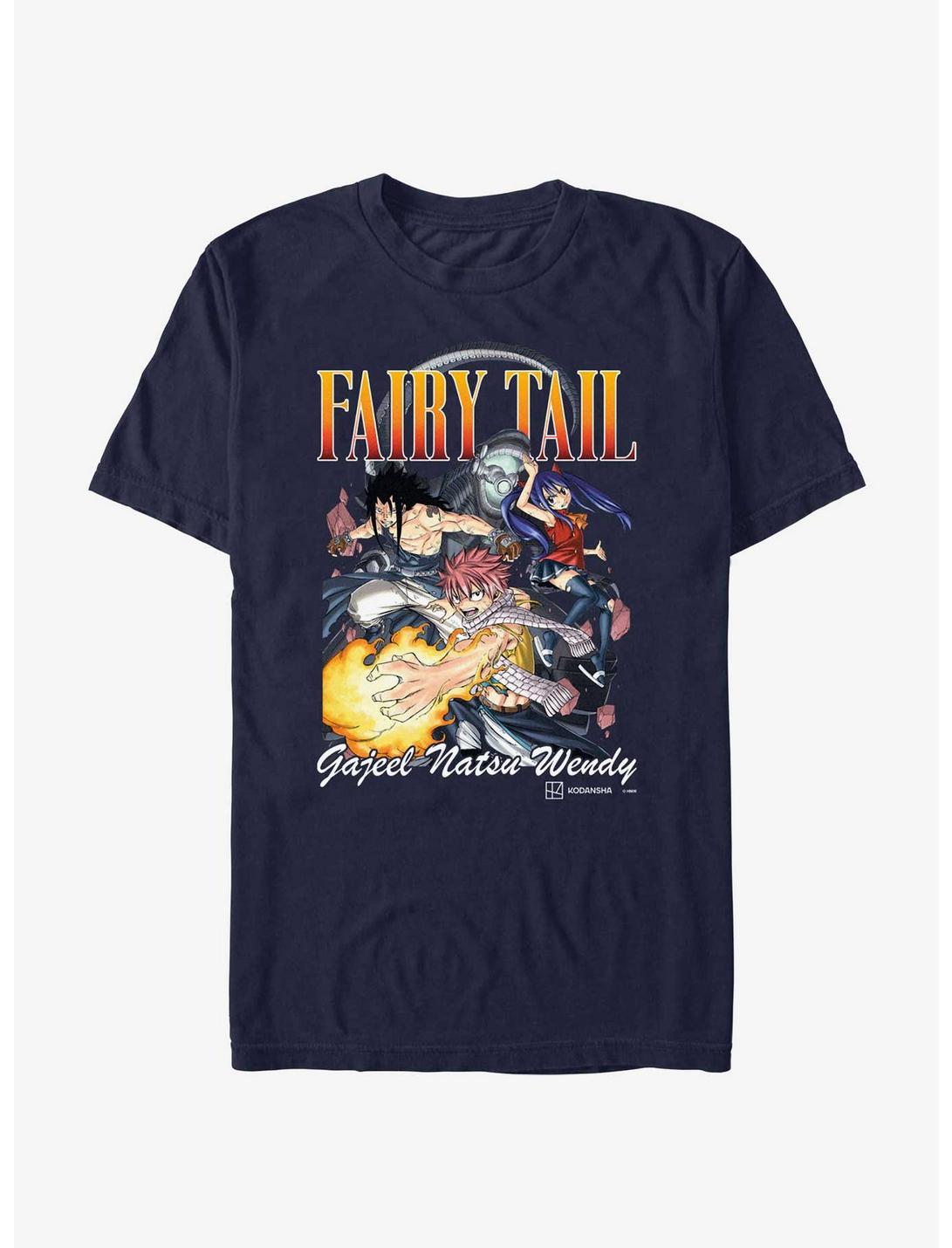 Fairy Tail Gajeel Natsu and Wendy Group T-Shirt, NAVY, hi-res