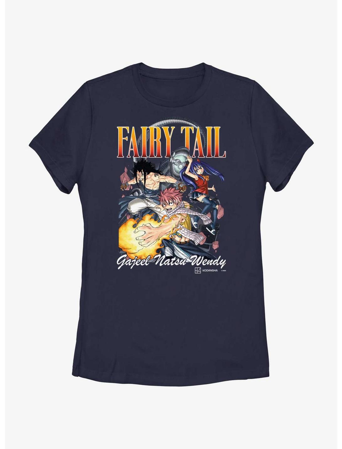 Fairy Tail Gajeel Natsu and Wendy Group Womens T-Shirt, NAVY, hi-res