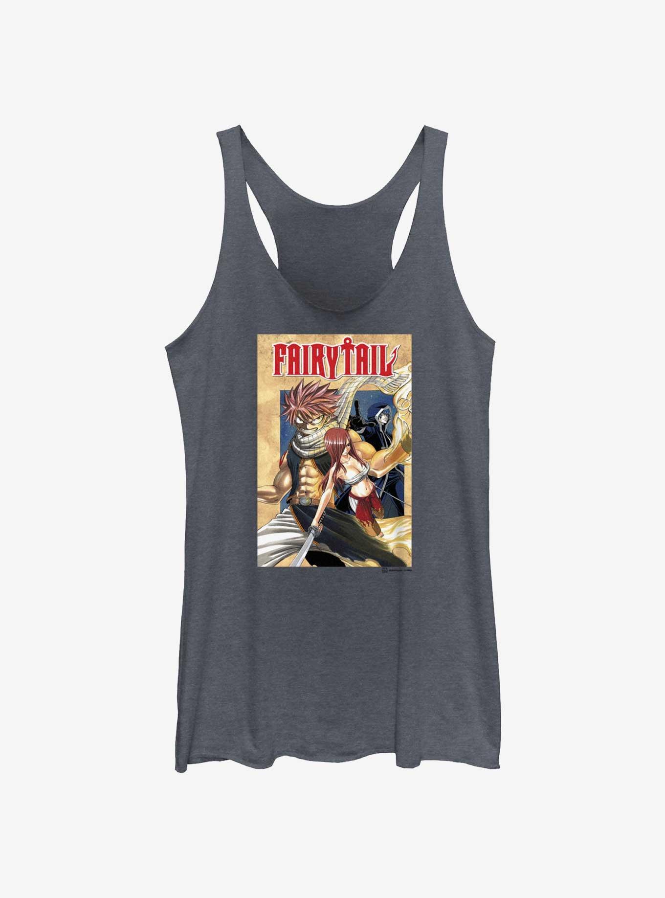 Fairy Tail Natsu Ezra and Jellal Poster Womens Tank Top, NAVY HTR, hi-res