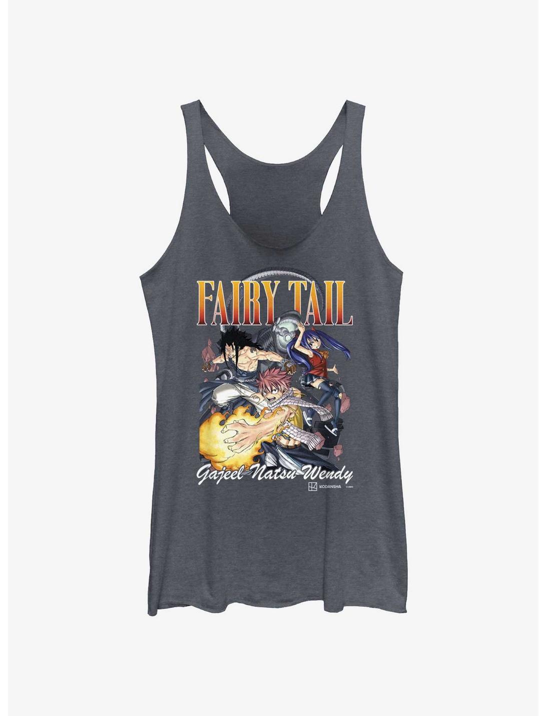 Fairy Tail Gajeel Natsu and Wendy Group Womens Tank Top, NAVY HTR, hi-res