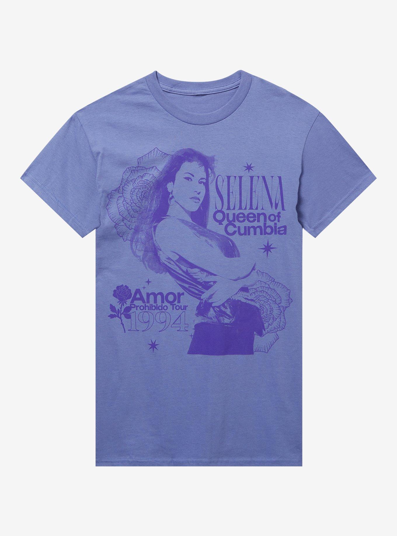 Selena 1994 Amor Prohibido Tour Boyfriend Fit Girls T-Shirt, LAVENDER, hi-res