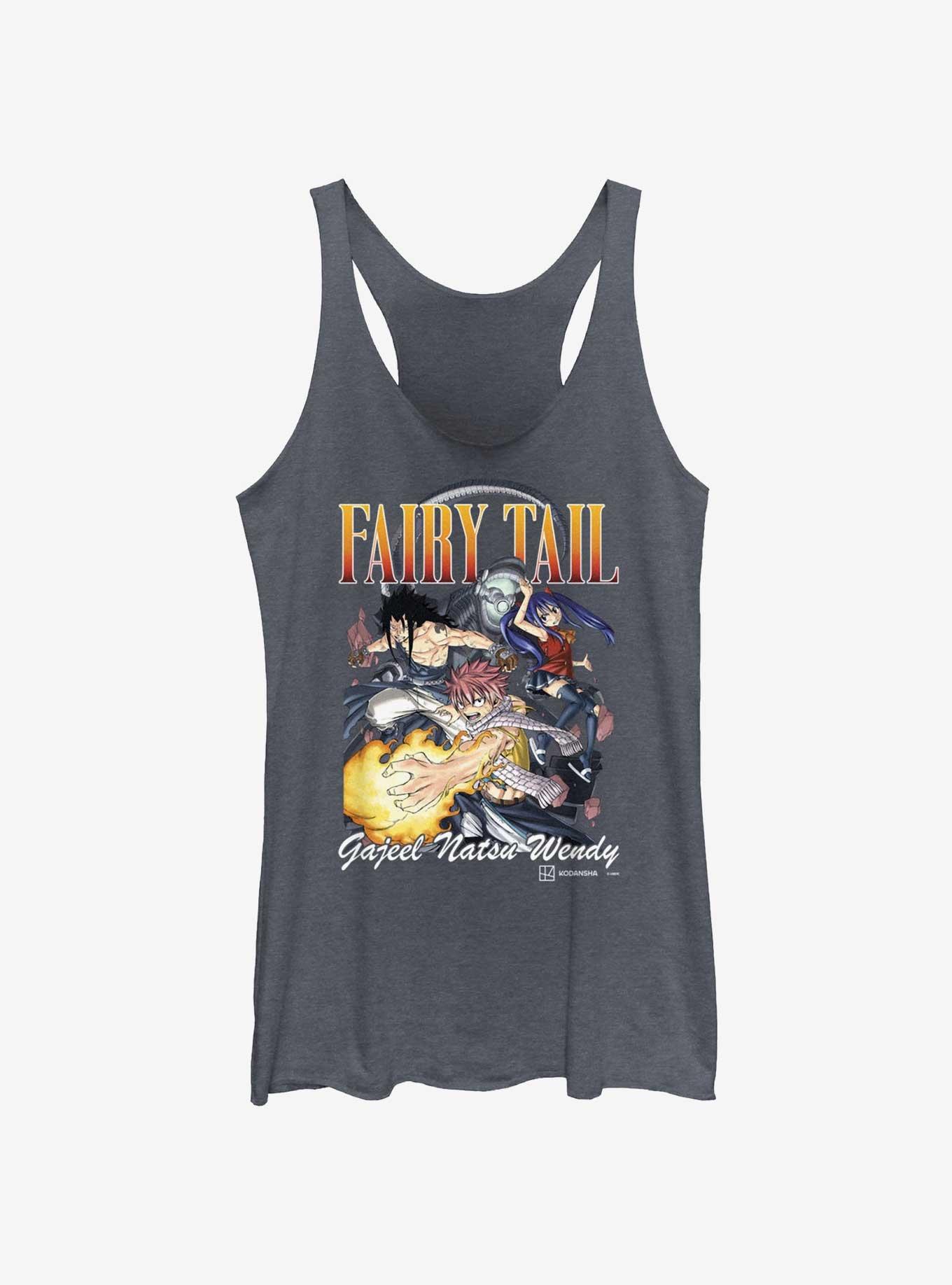 Fairy Tail Gajeel Natsu and Wendy Group Womens Tank Top, NAVY HTR, hi-res