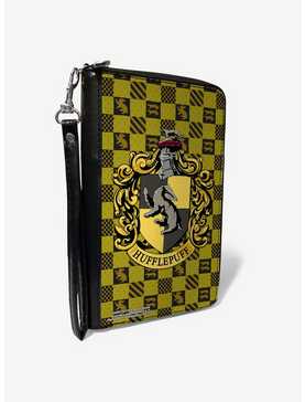 Harry Potter Hufflepuff Crest Heraldry Checkers Zip Around Wallet, , hi-res