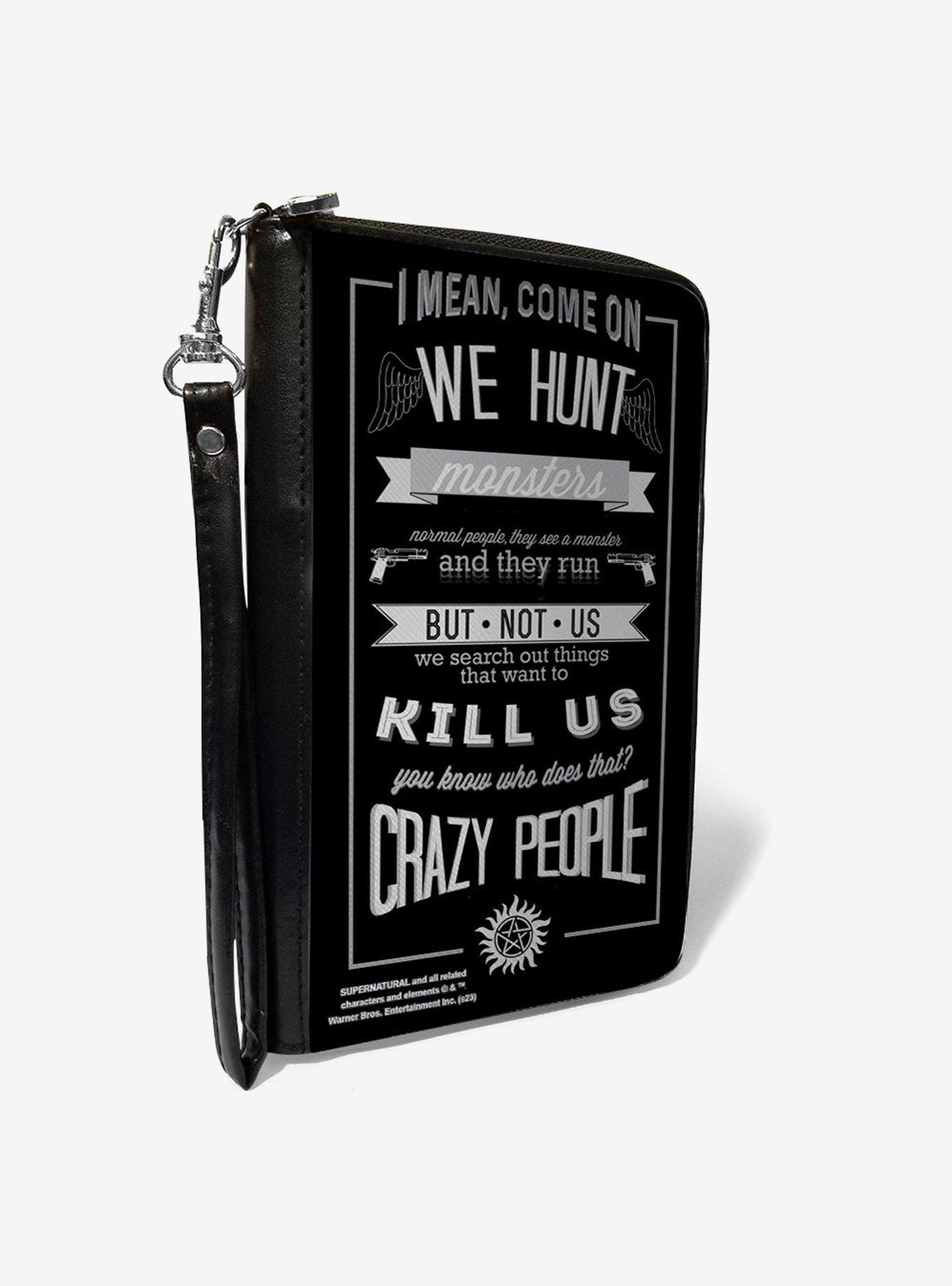 Supernatural Dean Crazy People Winchester Pentagram Zip Around Wallet