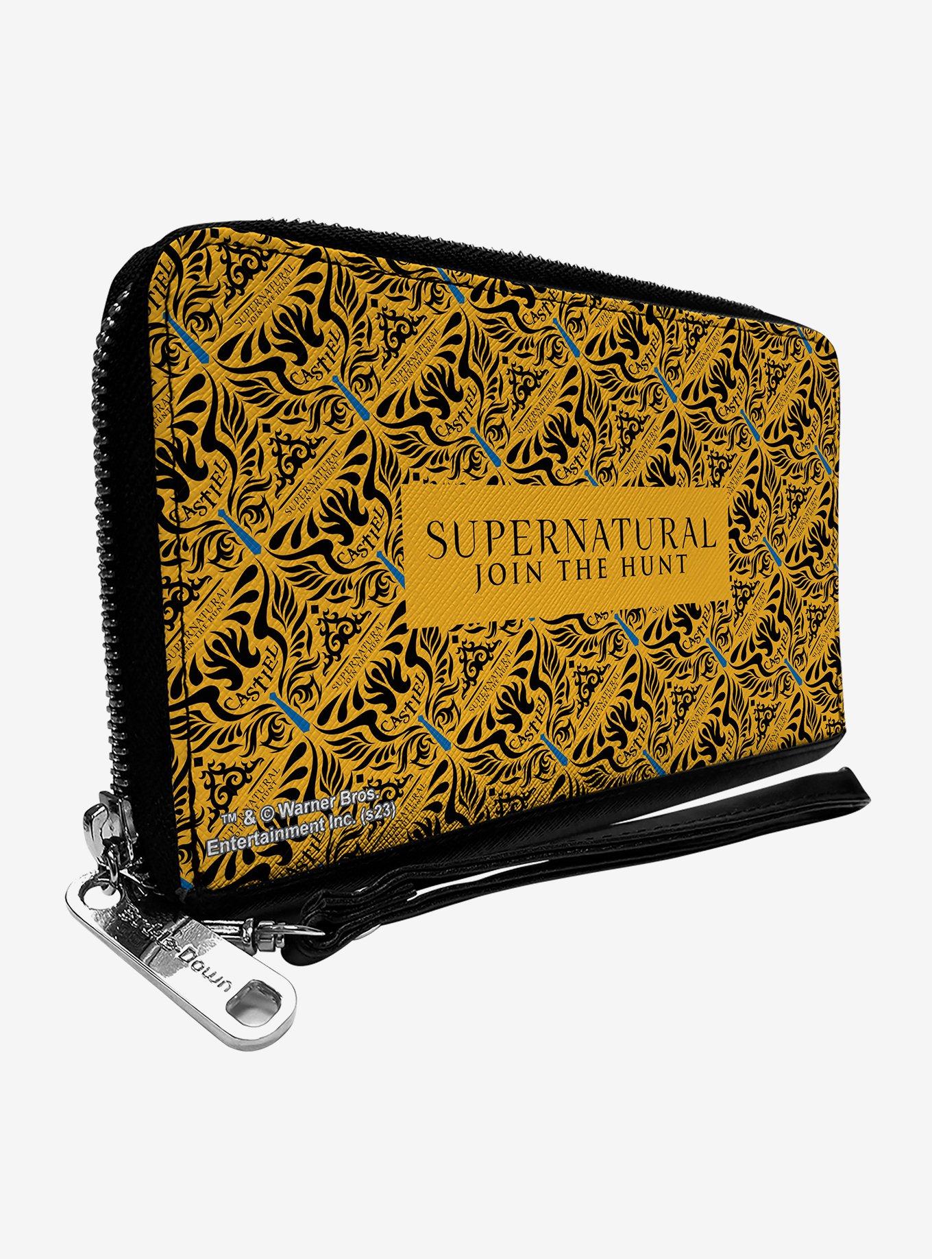 Supernatural Join The Hunt Logo Castiel Wings Zip Around Wallet