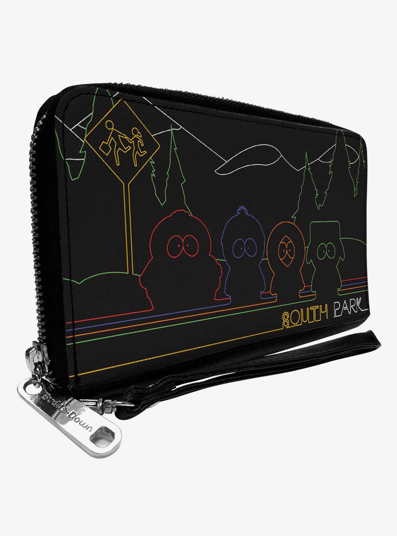 South Park Boys At Bus Line Silhouette Zip Around Wallet, , hi-res