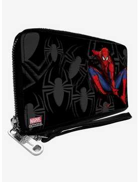 Marvel Spider-Man Jumping Sketch Scattered Spiders Zip Around Wallet, , hi-res