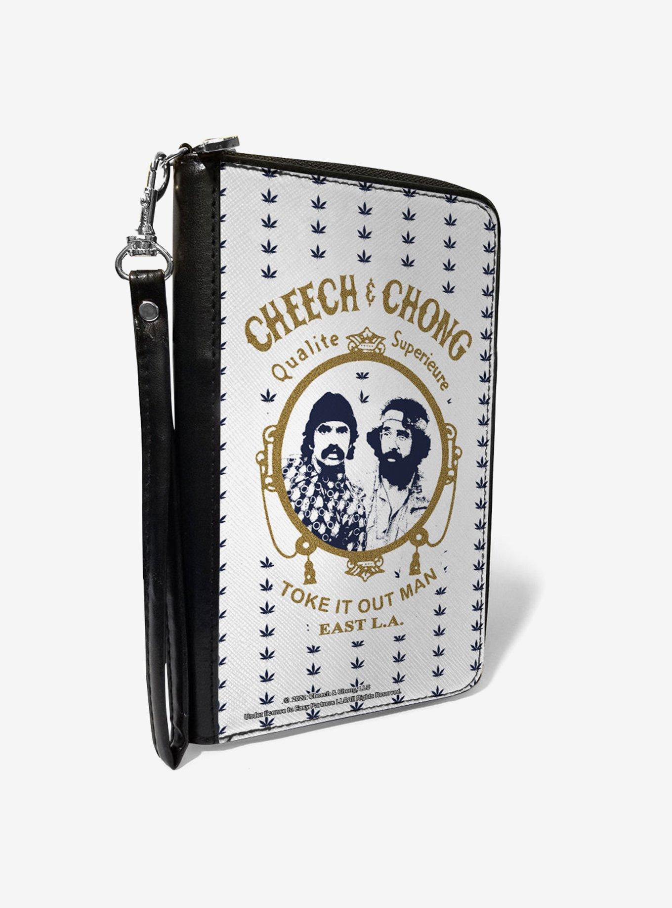 Cheech & Chong Rolling Papers Mirror Pot Leaves Zip Around Wallet, , hi-res