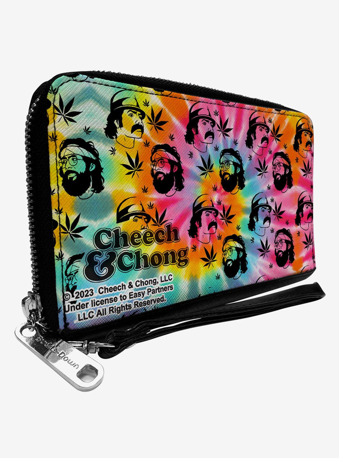 Cheech & Chong Caricature Faces Pot Leaves Tie Dye Zip Around Wallet, , hi-res