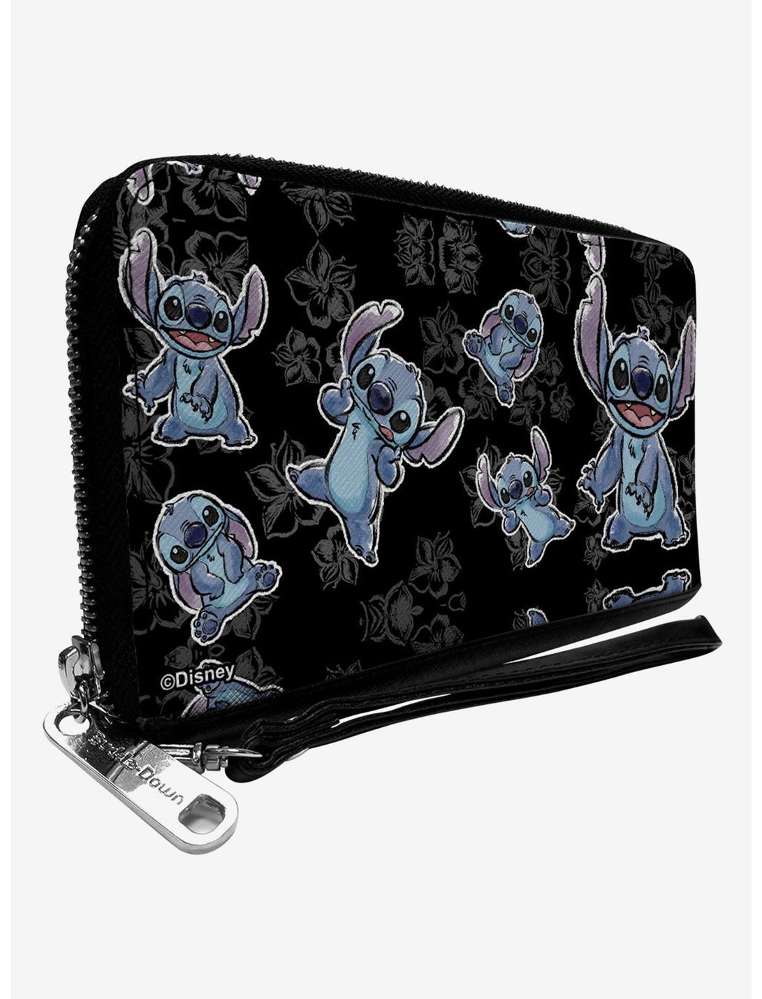 Disney Lilo & Stitch Poses Hibiscus Sketch Zip Around Wallet, , hi-res