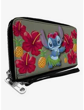 Disney Lilo & Stitch Hula Hibiscus Flowers Pineapple Zip Around Wallet, , hi-res