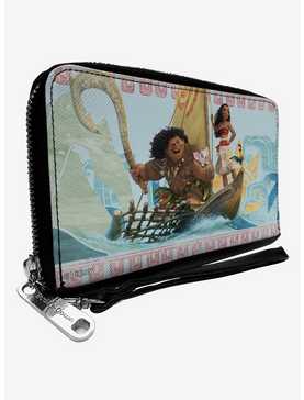 Disney Moana Voyage Group Pose and Tribal Icons Zip Around Wallet, , hi-res