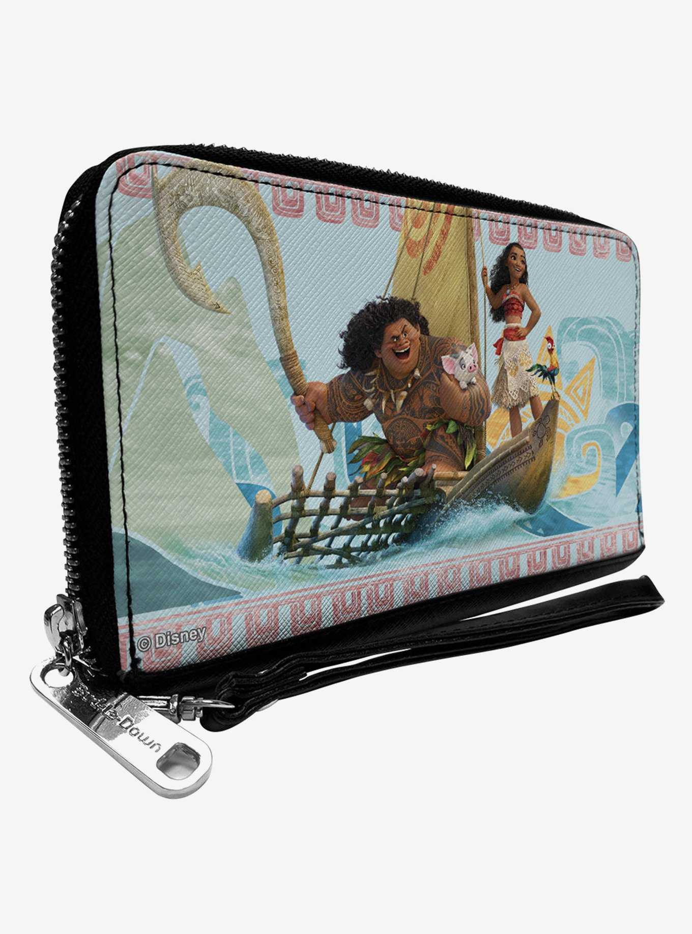 Disney Moana Voyage Group Pose and Tribal Icons Zip Around Wallet, , hi-res