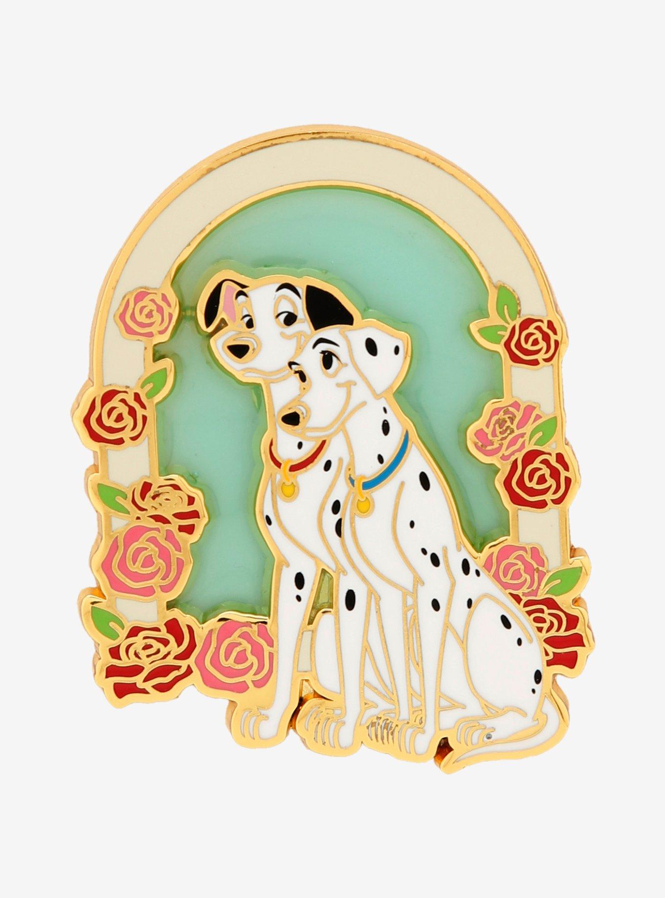 Disney 101 Dalmatians Pongo & Perdita Floral Frame Enamel Pin - BoxLunch Exclusive, , hi-res