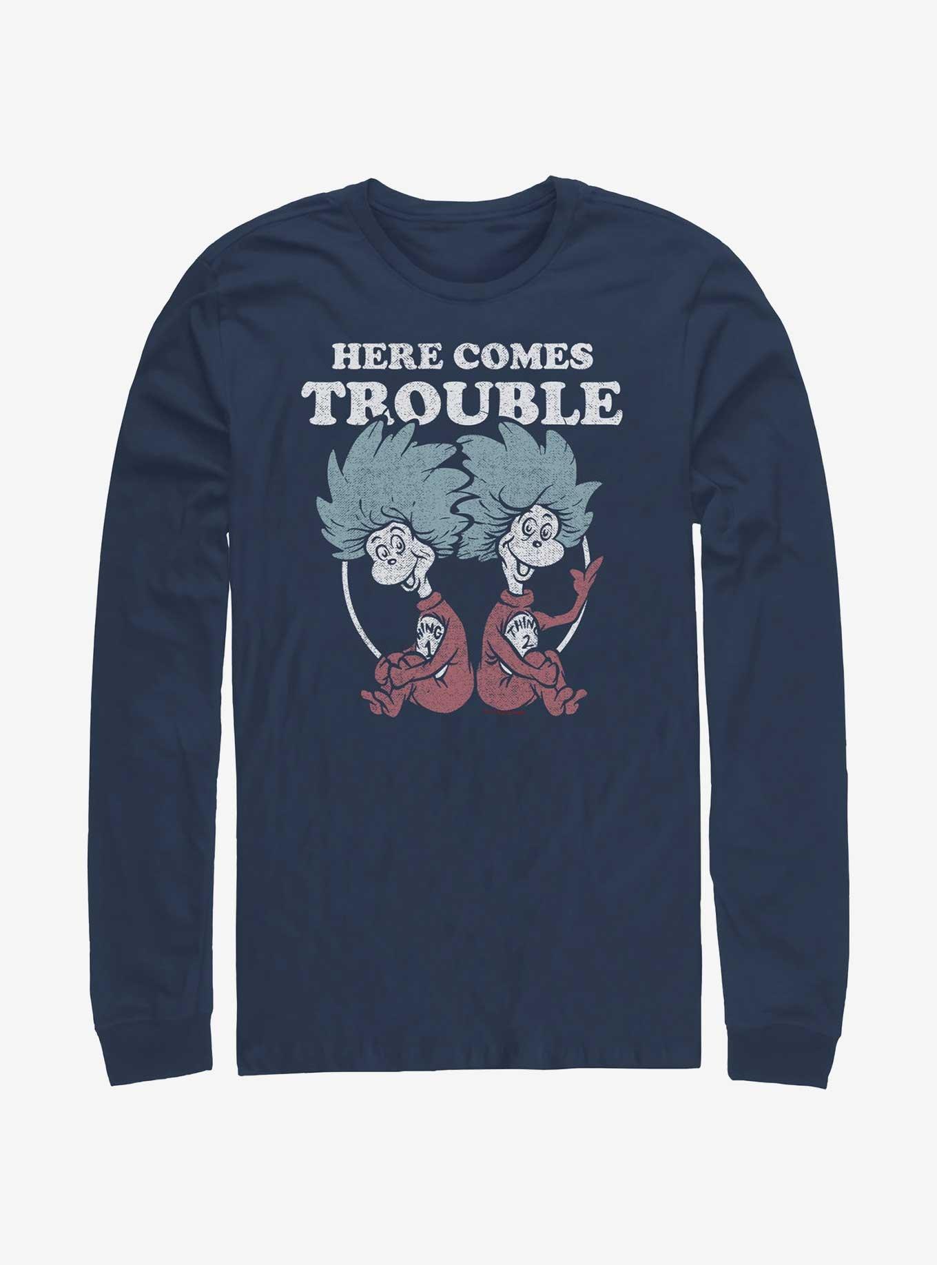 Dr. Seuss Thing 1 and Thing 2 Trouble Long-Sleeve T-Shirt, NAVY, hi-res