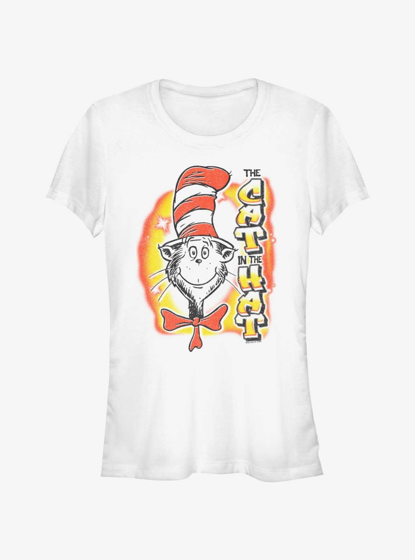 Dr. Seuss The Cat In The Hat Airbrush Girls T- Shirt, WHITE, hi-res