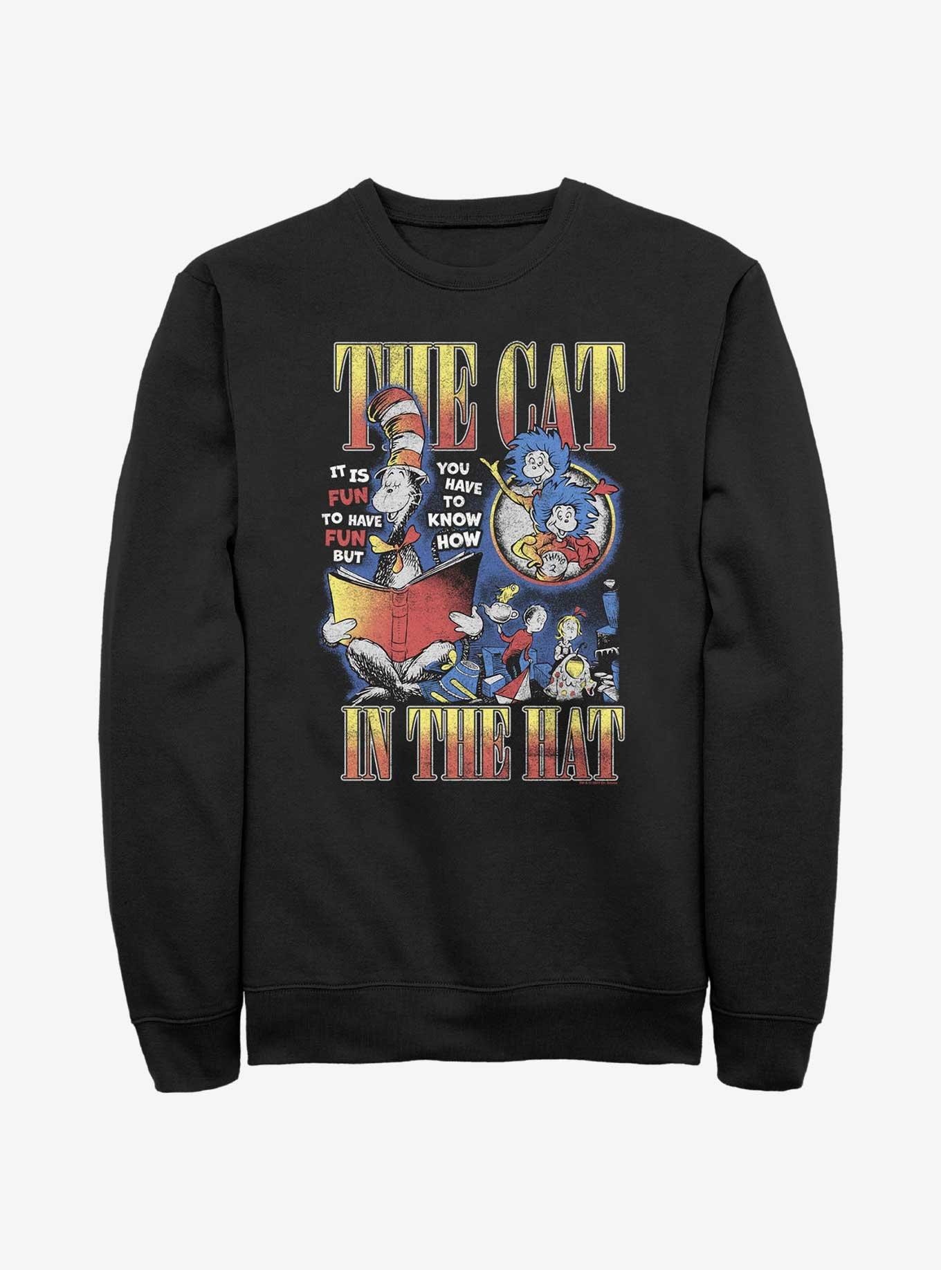 Dr. Seuss The Cat In The Hat Reading Book Sweatshirt, BLACK, hi-res