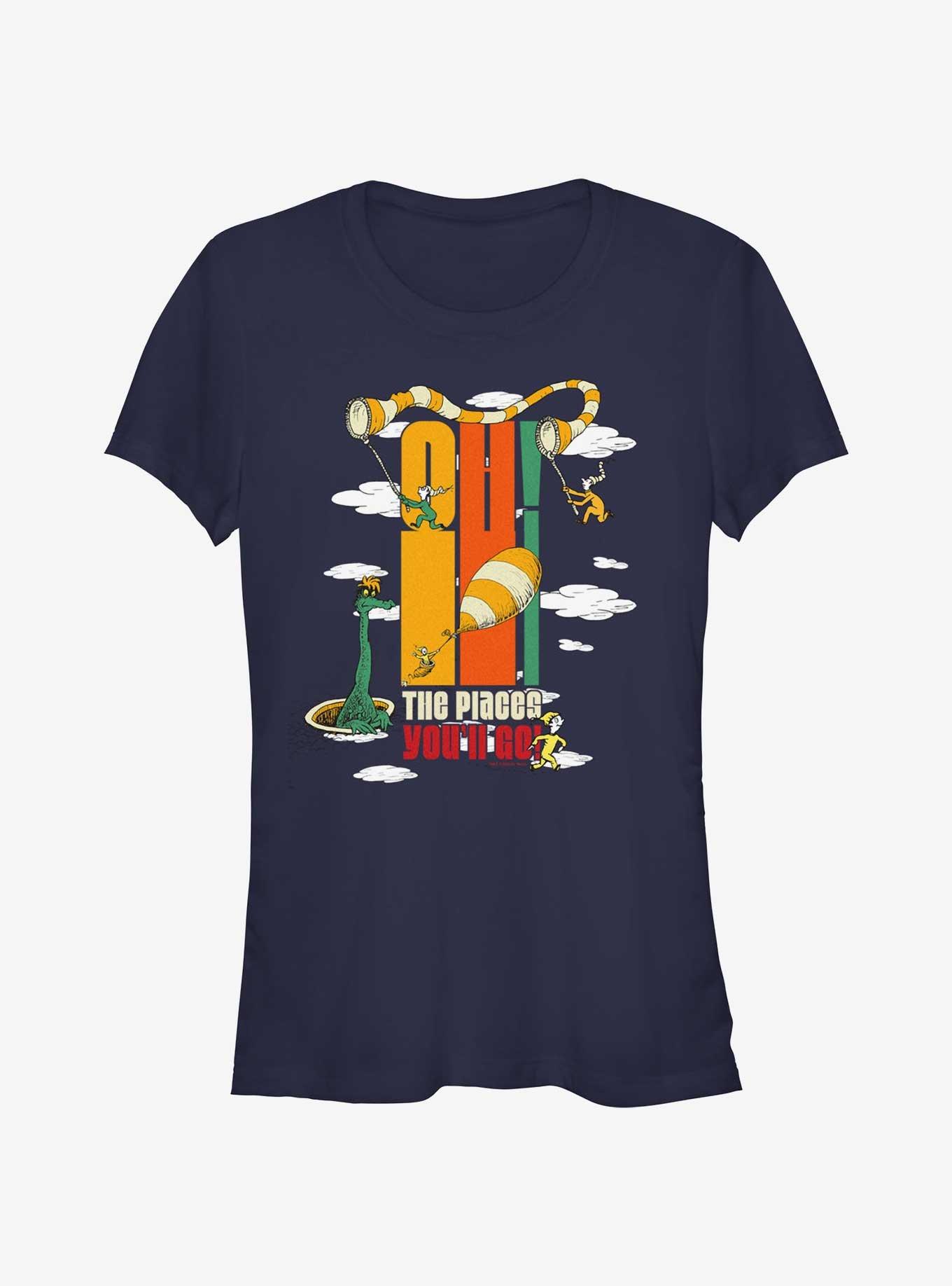 Dr. Seuss Oh The Places You'll Go Girls T- Shirt, NAVY, hi-res