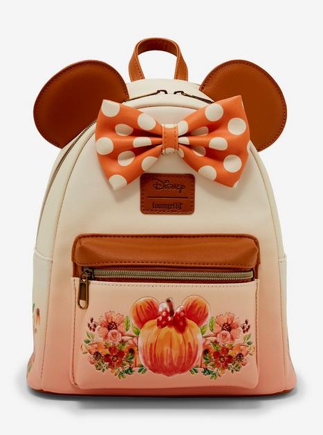 NWT Rare Limited Edition Minnie Mouse Fall Flower Pumpkin Spice Disney Backpack Loungefly Disney Minnie Mouse Floral Pumpkin Glow-in-the  main image 4