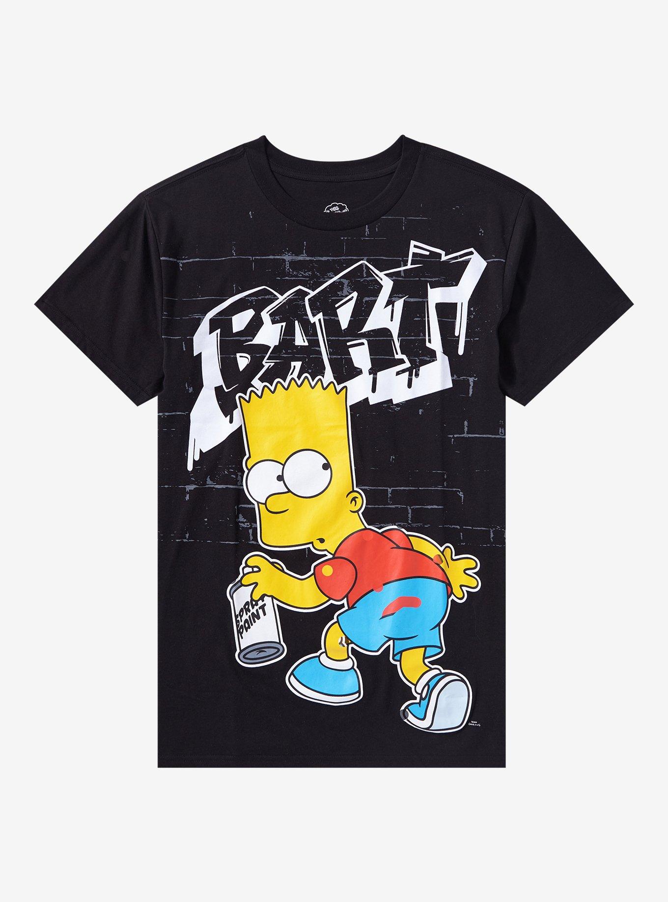 The Simpsons Bart Graffiti Flock T-Shirt, BLACK, hi-res