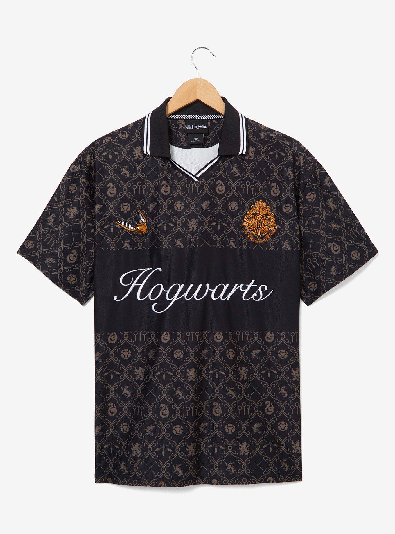 Harry Potter Hogwarts Symbols Allover Print Soccer Jersey - BoxLunch Exclusive, BLACK, hi-res